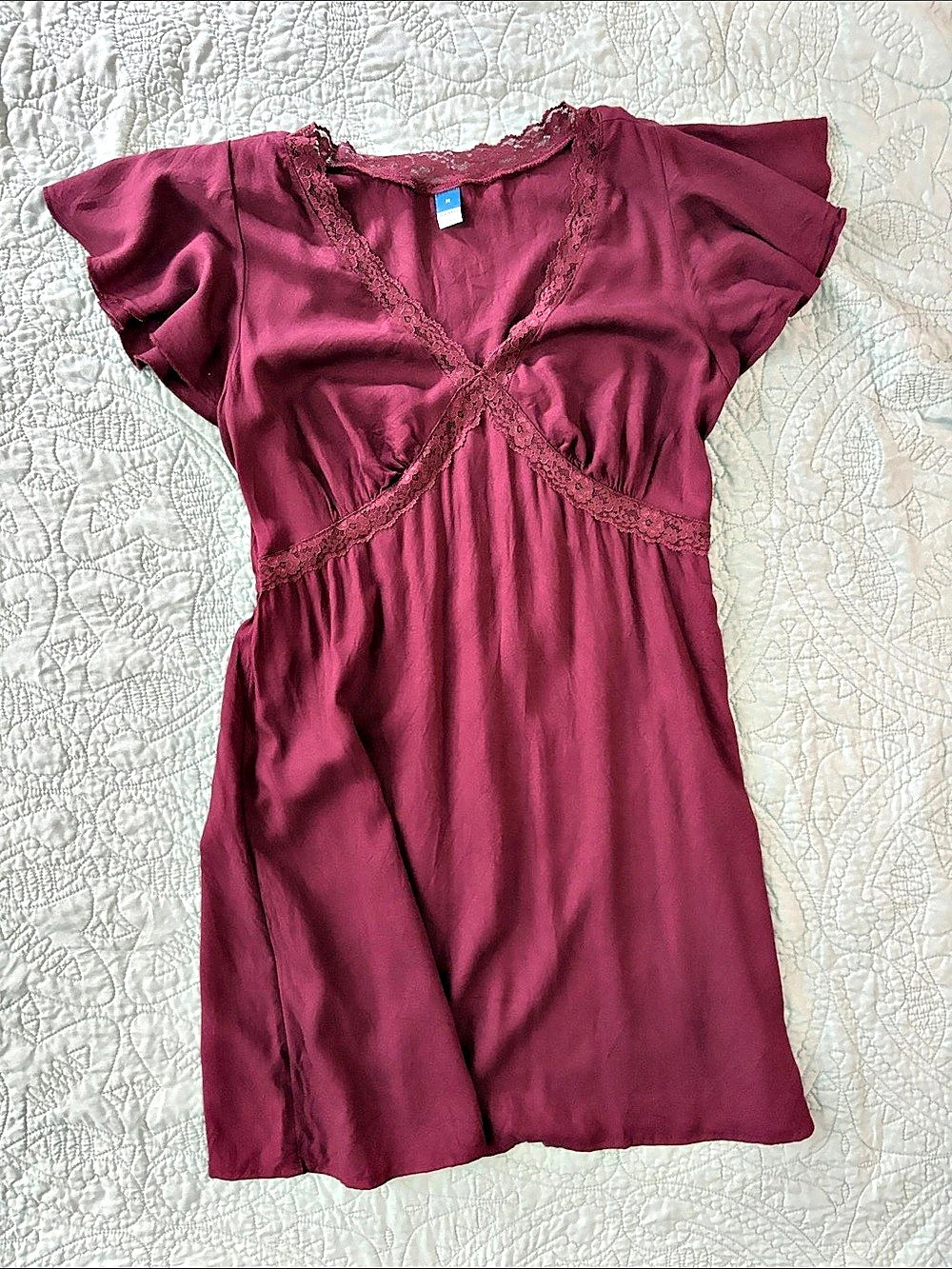 Old Navy Lace Trim Mini Dress in Purple Size Medium